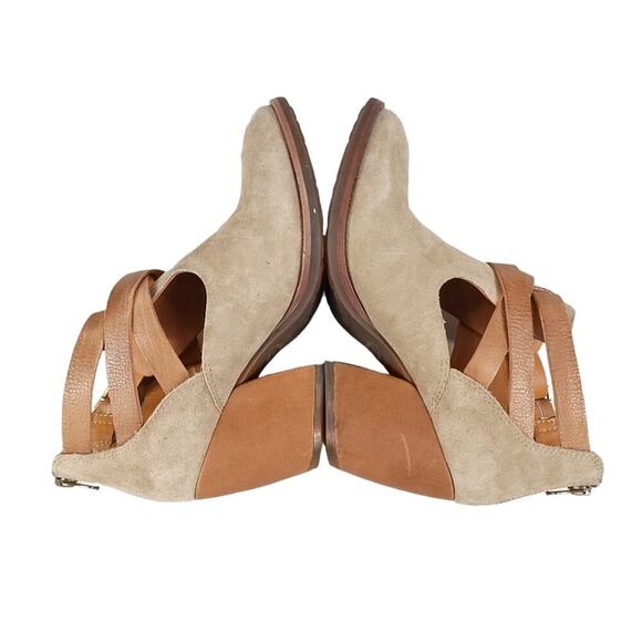 Kork-ease Stina Boots Leather Strappy Heeled Booties Taupe Beige Cutout Fall - Picture 4 of 13